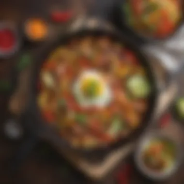 An Artfully Arranged Fajita Skillet Meal A beautifully plated fajita skillet dish