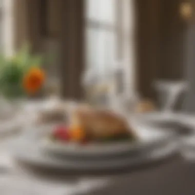 An Elegant Table Setting in Fine Dining Elegant dining table set with fine china and silverware