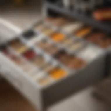 Versatile Sugar Organizer Customizable sugar drawer organizer in a modern kitchen.