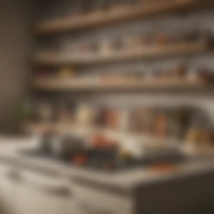 An organized kitchen shelf with locking food containers