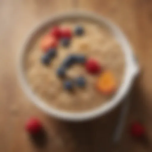 A bowl of fiber-rich oats topped with fruits