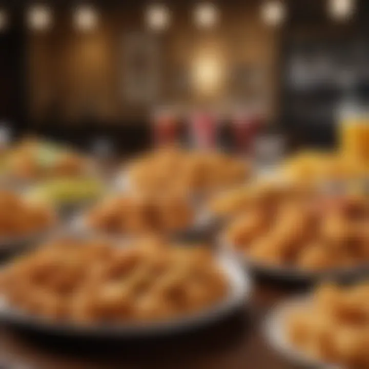 High-fat fried foods displayed on a restaurant table