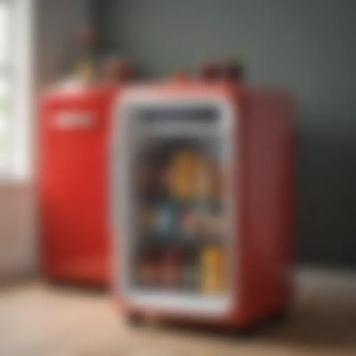 Stylish retro design of the Frigidaire mini fridge