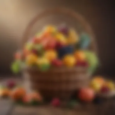 Assorted Fruits in a Traditional Basket A vibrant display of assorted fruits in a traditional woven basket.