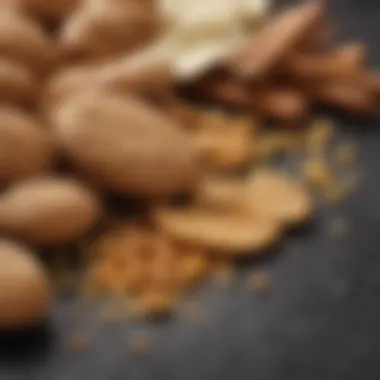 Key Ingredients for Ginger Nuts A close-up of the ingredients used in ginger nuts biscuits, emphasizing ginger and spices