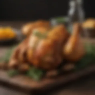 Herb Garnished Air-Fried Chicken Air-fried chicken garnished with herbs