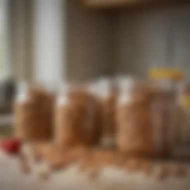 Assorted Granola Blends in Jars An assortment of granola blends in glass jars on a kitchen counter.
