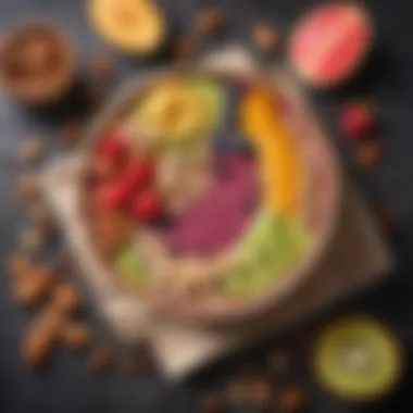 Vibrant Fruit Smoothie Bowl Colorful fruit smoothie bowl topped with nuts and seeds