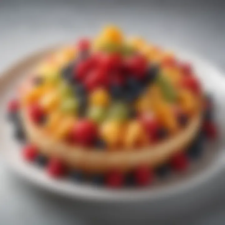 An assortment of fresh fruits arranged artistically for dessert.