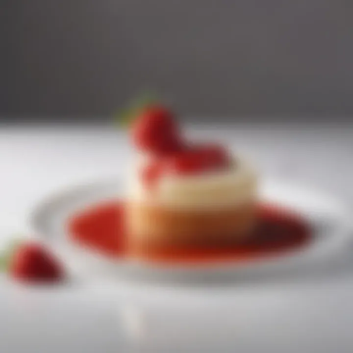 Artistic presentation of Hennessy-infused dessert with strawberry puree