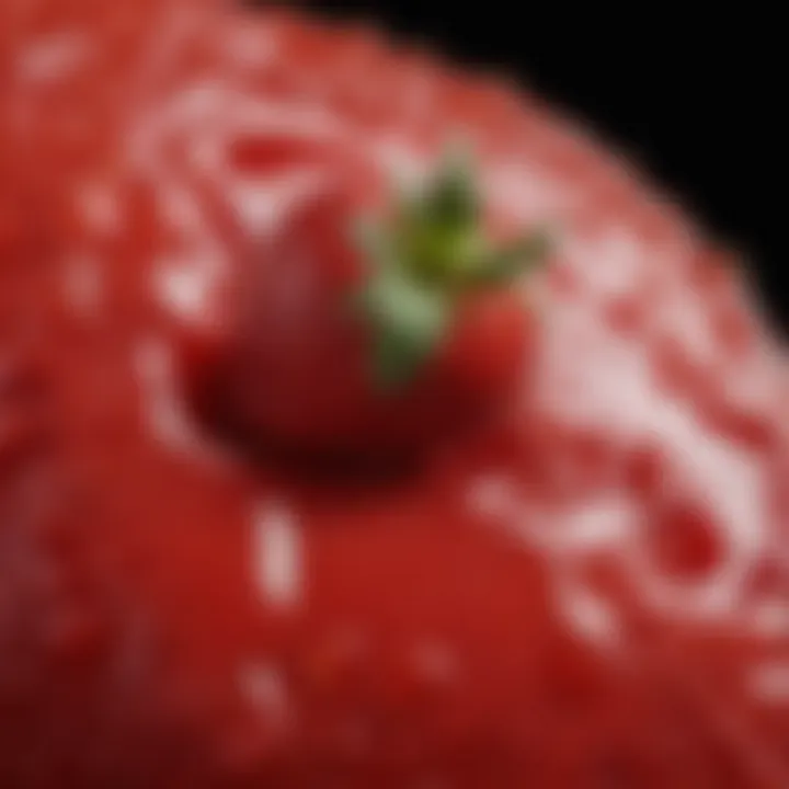 Close-up of vibrant strawberry puree highlighting texture