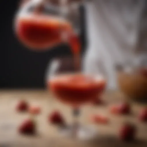 Elegant glass showcasing Hennessy and strawberry puree blend