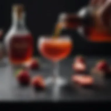 Stylish cocktail featuring Hennessy and strawberry puree garnish