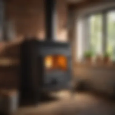 Traditional wood-burning stove in rustic kitchen