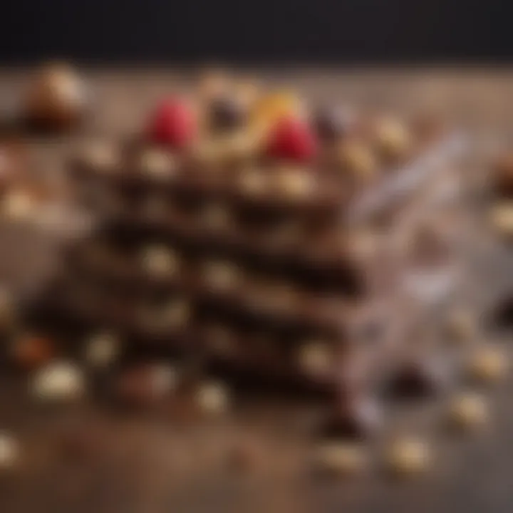 Decadent homemade chocolate bark with nuts and fruits