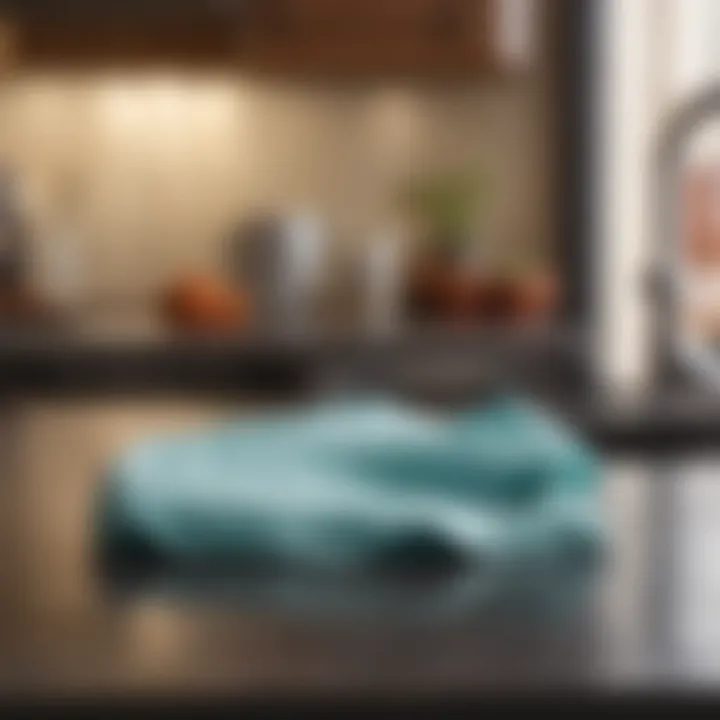 A microfiber cloth effectively dusting a glass surface