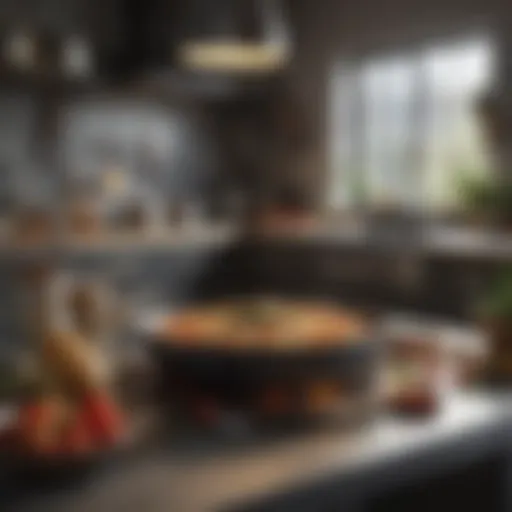 Creative workspace with culinary tools