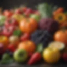 A vibrant display of assorted organic fruits and vegetables