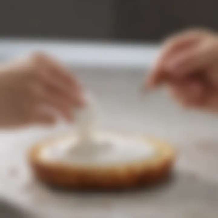 Gentle blotting technique being applied to a stain