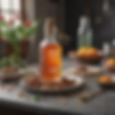 A beautifully arranged kitchen countertop with ingredients for hummingbird syrup