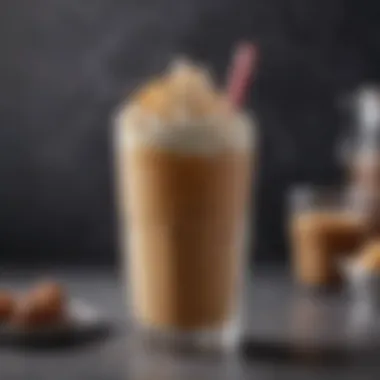Presentation of Iced Frappe Close-up view of an iced frappe in a stylish glass