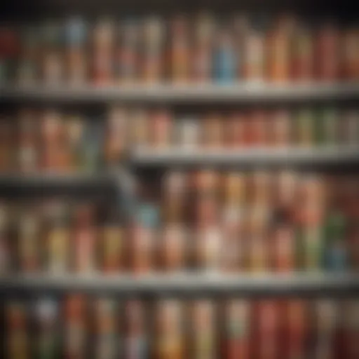 Variety of canned goods arranged on shelves