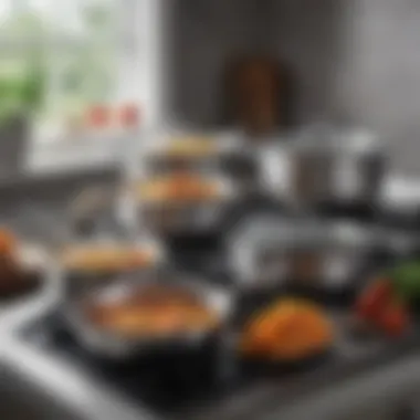 High-quality stainless steel cookware set on a kitchen countertop