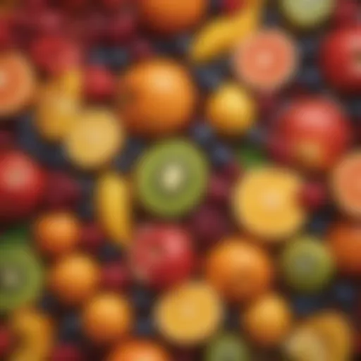 A vibrant assortment of different fruits rich in vitamins