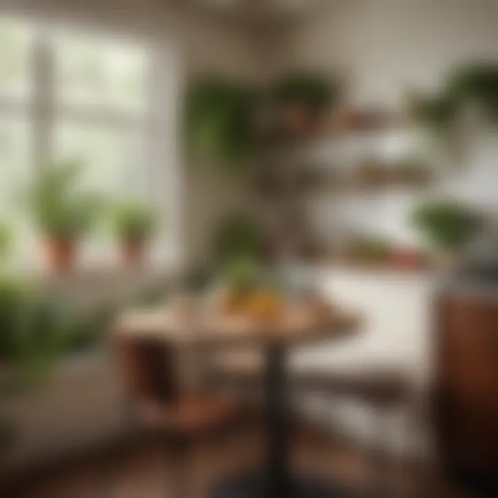 Cozy corner breakfast nook with plants