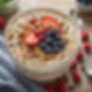 A vibrant bowl of overnight oats topped with fresh berries and nuts