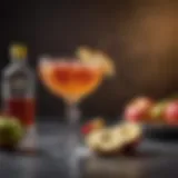 Elegant cocktail glass showcasing a vibrant Crown Apple drink garnished with fresh apple slices