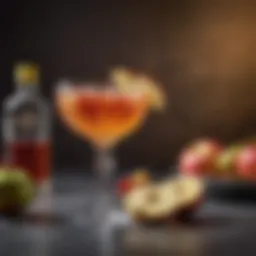 Elegant cocktail glass showcasing a vibrant Crown Apple drink garnished with fresh apple slices