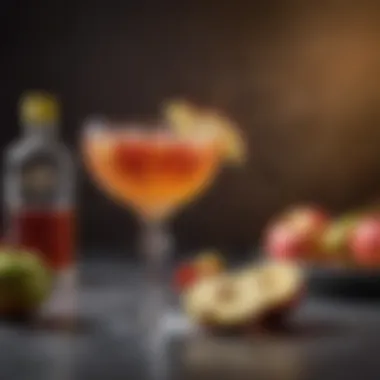 Vibrant Crown Apple Cocktail Presentation Elegant cocktail glass showcasing a vibrant Crown Apple drink garnished with fresh apple slices