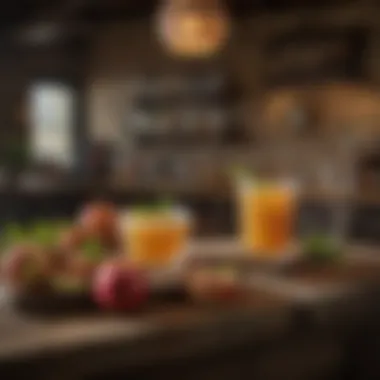 Rustic Bar with Crown Apple Drink Selection Rustic bar setup with a selection of Crown Apple drinks and unique garnishes
