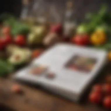 Recipe Inspiration with Fresh Ingredients A close-up of a recipe book open next to fresh ingredients.