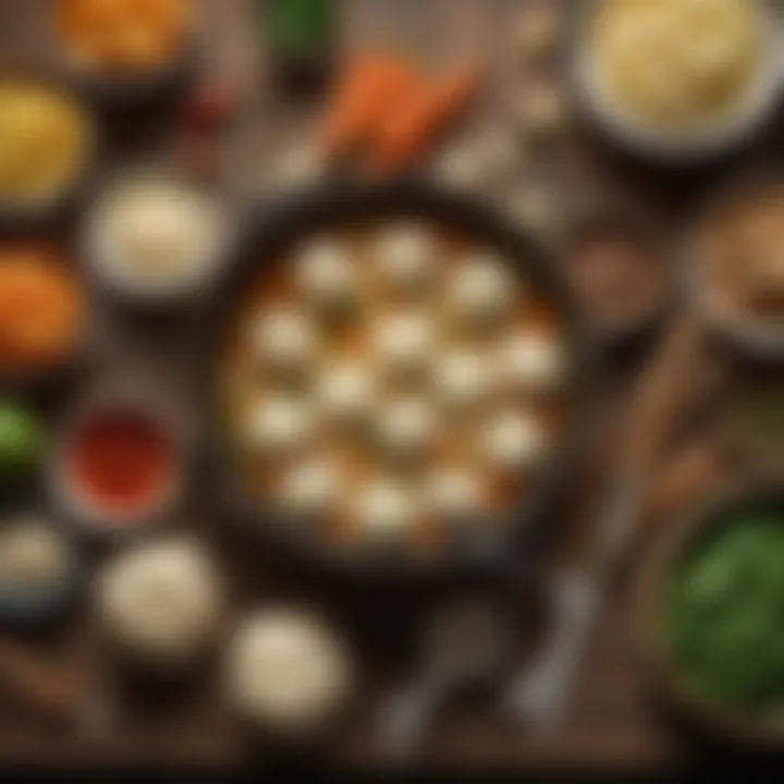 An array of fresh ingredients used in chicken dumpling soup