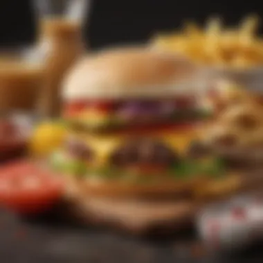 An assortment of fresh ingredients used in the Jack in the Box cheeseburger