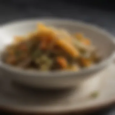 Kelp Pickles in Modern Gastronomy An elegant dish featuring kelp pickles as a garnish, highlighting their role in modern gastronomy.