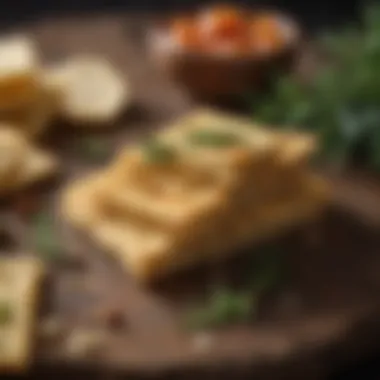 Close-up of a cheese cracker with herbs and spices