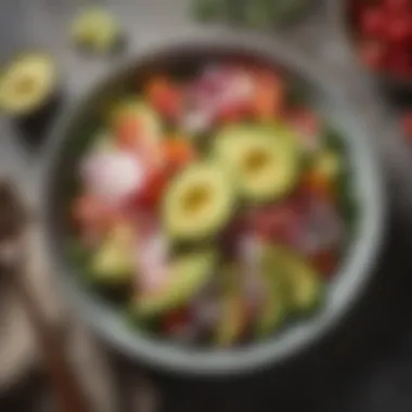 Colorful Keto-Friendly Salad Colorful keto-friendly salad featuring avocados and radishes