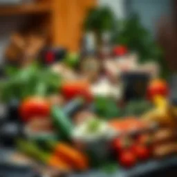 A vibrant assortment of keto-friendly ingredients arranged on a kitchen countertop