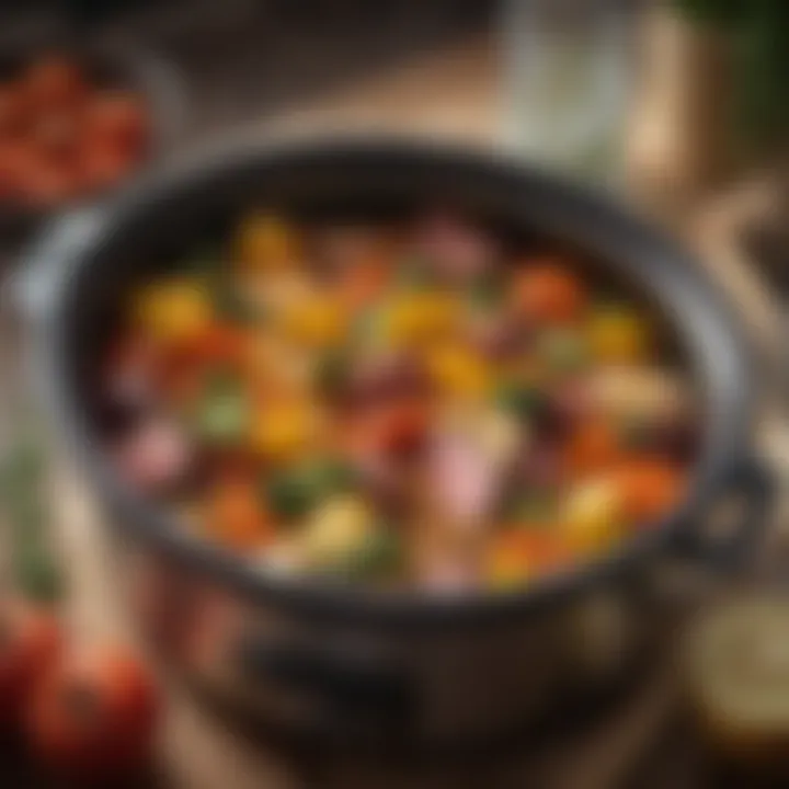 A vibrant keto vegetable medley simmering in a slow cooker