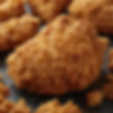 A close-up of the crispy texture of KFC's vegan chicken highlighting its appealing golden-brown color.