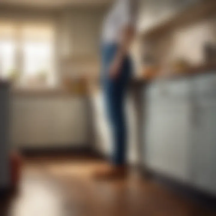 Kitchen worker standing comfortably in supportive shoes