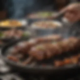 Sizzling Korean barbecue on grill