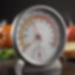 Precision reading of a digital thermometer displaying perfect temperature