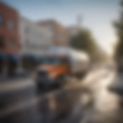 A sleek water delivery truck on a Los Angeles street