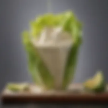 A sophisticated low fat Caesar dressing drizzled over crisp romaine lettuce