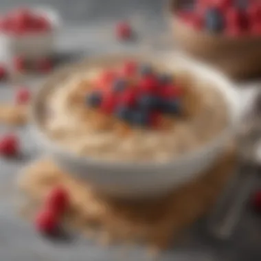 A vibrant bowl of oatmeal topped with fresh berries and nuts, low in potassium.