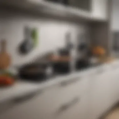 Elegant Kitchen with Non-Stick Cookware A beautifully arranged kitchen showcasing Made by Design non-stick pans